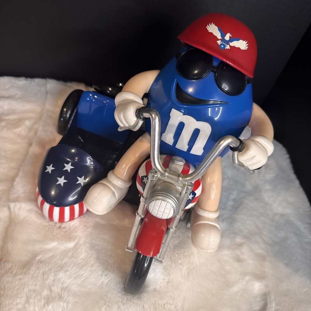 1993 M&M Red White & Blue Freedom Rider Motorcycle w/ Sidecar Candy Dispenser